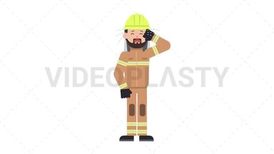 Arab Firefighter Crying Stock Animation