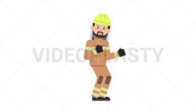 Arab Firefighter Dancing Stock Animation
