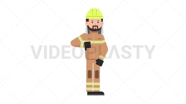 Arab Firefighter Disapprove Stock Animation