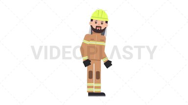 Arab Firefighter Dizzy Stock Animation