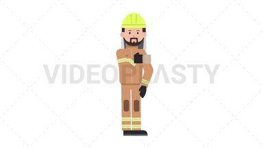 Arab Firefighter Drinking Coffee Stock Animation