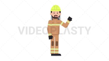 Arab Firefighter Fever Stock Animation