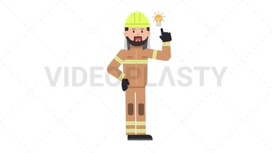 Arab Firefighter Idea Stock Animation