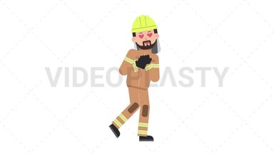 Arab Firefighter In Love Stock Animation