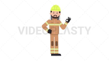 Arab Firefighter Ok Stock Animation
