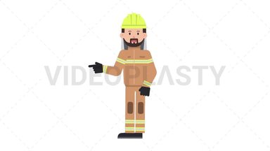 Arab Firefighter Pointing Left Stock Animation