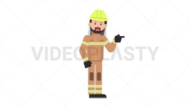 Arab Firefighter Pointing Right Stock Animation