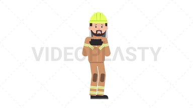 Arab Firefighter Scared Stock Animation