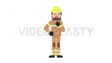 Arab Firefighter Shortness of Breath Stock Animation