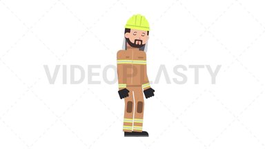 Arab Firefighter Sleepy Stock Animation