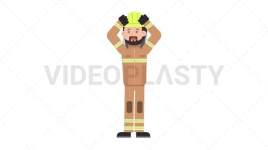 Arab Firefighter Stressed Stock Animation