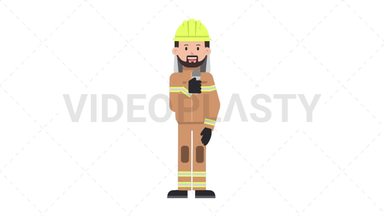 Arab Firefighter Talking on Microphone Stock Animation
