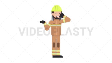 Arab Firefighter Talking on the Phone Angry Stock Animation