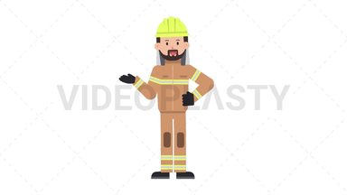 Arab Firefighter Talking Stock Animation