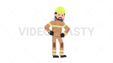Arab Firefighter Waiting Stock Animation