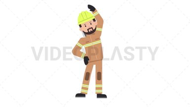 Arab Firefighter Warmup Exercise Stock Animation