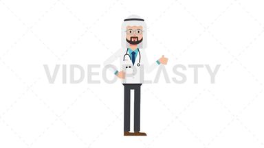 Arab Male Doctor Approve Stock Animation