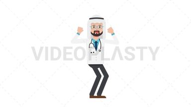 Arab Male Doctor Cheer Stock Animation
