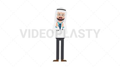 Arab Male Doctor Clapping Stock Animation