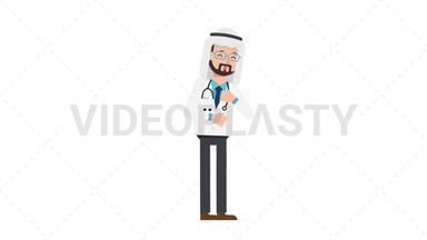 Arab Male Doctor Coughing Stock Animation