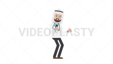 Arab Male Doctor Dancing Stock Animation