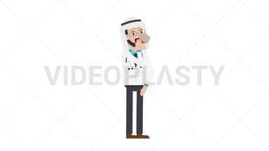 Arab Male Doctor Drinking Coffee Stock Animation