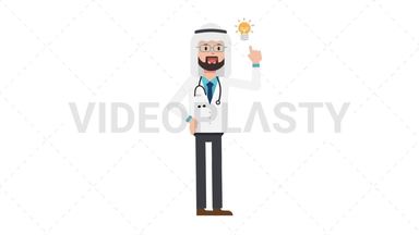 Arab Male Doctor Idea Stock Animation