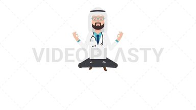 Arab Male Doctor Meditating Stock Animation