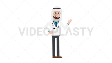 Arab Male Doctor Ok Stock Animation
