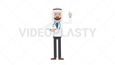 Arab Male Doctor Pointing Above Stock Animation