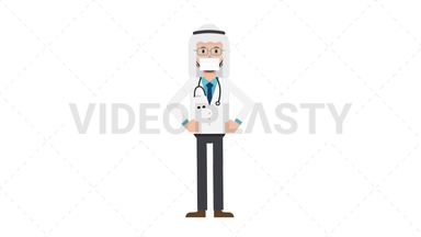 Arab Male Doctor Putting on Face Mask Stock Animation