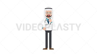Arab Male Doctor Shortness of Breath Stock Animation