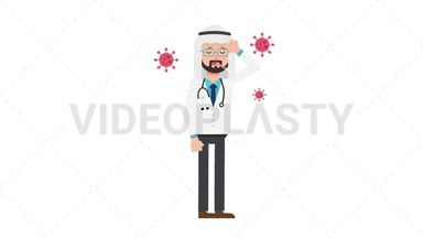 Arab Male Doctor Sick with Covid Stock Animation