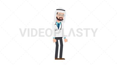 Arab Male Doctor Sleepy Stock Animation