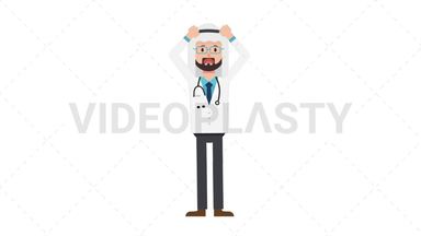 Arab Male Doctor Stressed Stock Animation