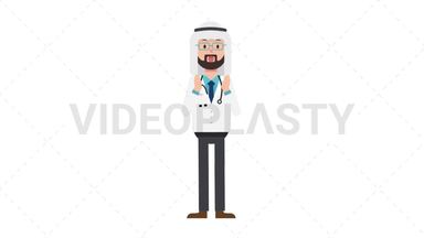 Arab Male Doctor Surprised Stock Animation