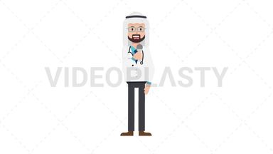 Arab Male Doctor Talking on Microphone Stock Animation