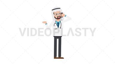 Arab Male Doctor Talking on the Phone Angry Stock Animation