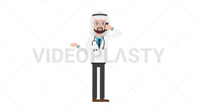 Arab Male Doctor Talking on the Phone Happy Stock Animation