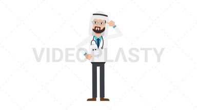 Arab Male Doctor Thinking Stock Animation