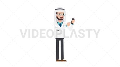 Arab Male Doctor Using Phone Stock Animation