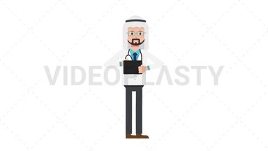 Arab Male Doctor Using Tablet Sad Stock Animation