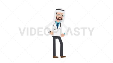 Arab Male Doctor Waiting Stock Animation