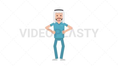 Arab Male Nurse Angry Stock Animation
