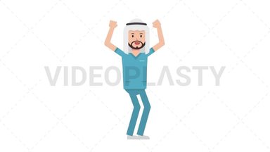Arab Male Nurse Cheer Stock Animation