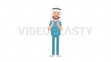 Arab Male Nurse Clapping Stock Animation