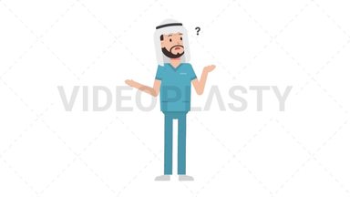 Arab Male Nurse Confused Stock Animation