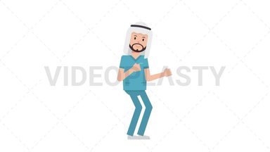 Arab Male Nurse Dancing Stock Animation