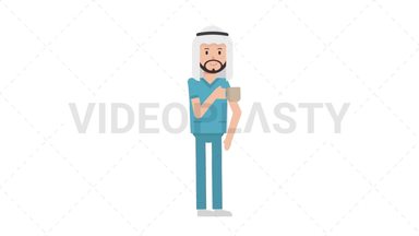Arab Male Nurse Drinking Coffee Stock Animation
