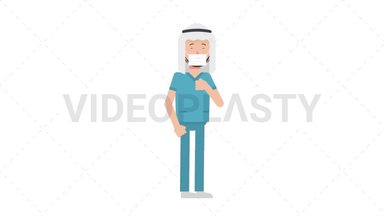 Arab Male Nurse Face Mask Coughing Stock Animation